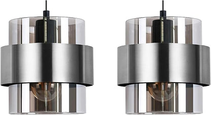 Pendant Lights Kitchen Island Lighting,7 Inch Adjustable Mini Glass Haning Lights for Entrance Aisle Decorative Lighting Fixture for Dining and Bar Table (2 Pack Brushed Nickel)