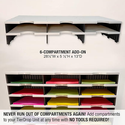 Desktop Organizer 12 Letter Tray Sorter with Hanging File Topper & 3 Supply Drawers - TierDrop Desktop Organizer Stores All of Your Documents, Books, Binders and Supplies in One Compact Modular System