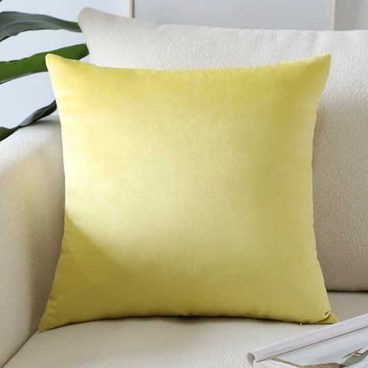 Artscope Luxury Velvet Pillow Covers Super Soft Decorative Square Throw Pillow Covers Case Cushion Covers for Sofa Couch Bedroom Car Decor 20x20 Inch Lemon Yellow