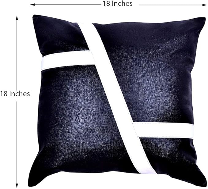 D DOLLY LAMB Lambskin Leather Pillow Cover - Sofa Cushion Case - Decorative Throw Covers for Living Room & Bedroom, 22x22 Inches - Blue Pack of 2