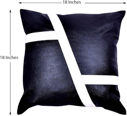 D DOLLY LAMB Lambskin Leather Pillow Cover - Sofa Cushion Case - Decorative Throw Covers for Living Room & Bedroom, 20x20 Inches - Blue Pack of 2