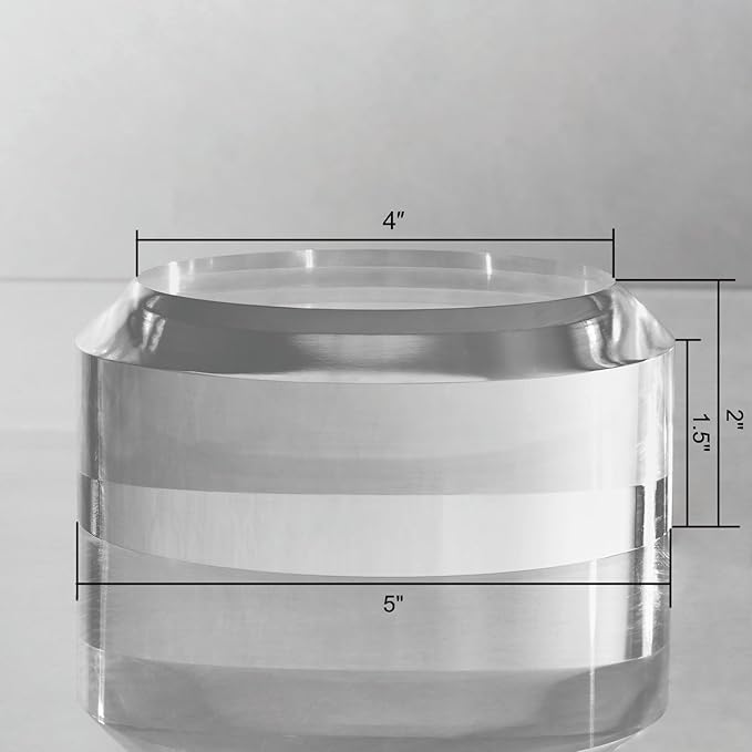 CiaoHER 2in Thickness Acrylic Disc Display Block Clear Polished Round Pedestal Stand Riser (5'' x 2'')