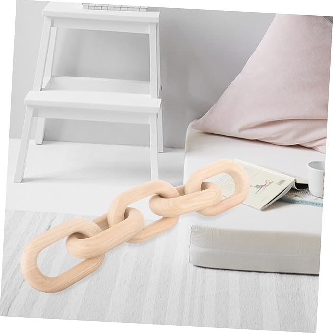 Decorative Wood Chain Links for Living Room Rustic Knot Decor for Home Table Centerpiece Handmade Natural Wood Ornament for Nursery Bedroom and Housewarming Gifts