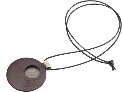 Leather Necklace for Women Boho Choker Necklace Long Cord Leather Pendant Bohemian Neckalce Vintage Alloy Pendant Leather Rope Necklace Wooden Necklaces for Women