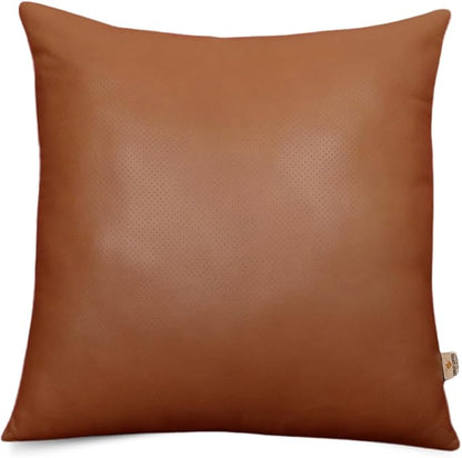 Genuine Lambskin Leather Pillow Cover, 20x20 Inch Case for Lumbar Throw Couch Pillows, Thick & Soft Cushion Covers for Sofa Bed Home Décor (Textured Tan Pack of 1)