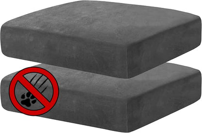 MAXIJIN Velvet Stretch Cushion Covers Couch Cushion Slipcovers Loveseat Sofa Cushion Covers for Individual Cushions with Elastic Bottom (2 Piece Loveseat Cushion Covers, Gray)
