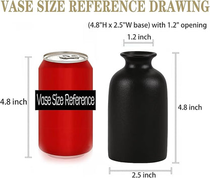Ceramic Black Small Vase, Dry Flower Vases Minimalism Style for Modern Table Shelf Fit Fireplace Bedroom Kitchen Living Room Home Decor (Black, Small)