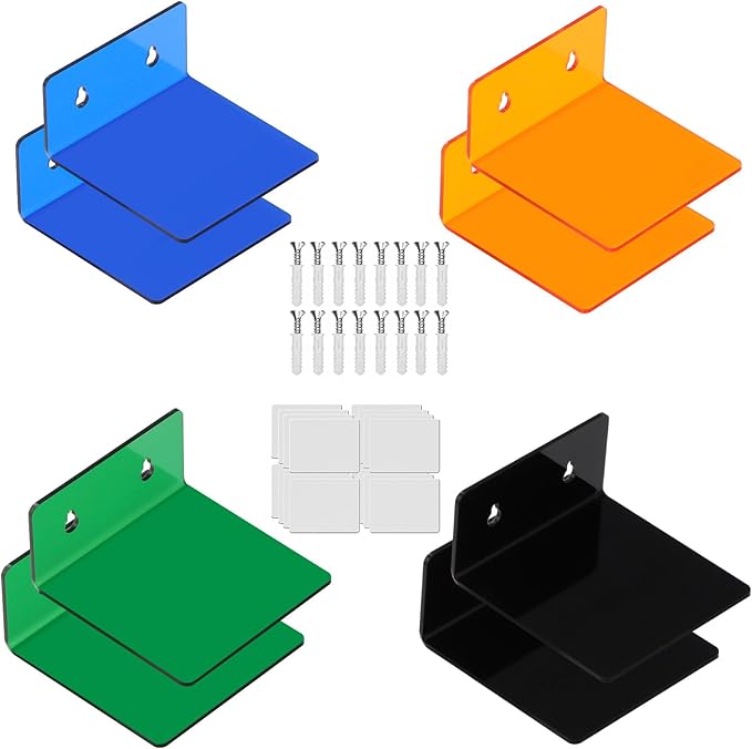 Acrylic Wall Shelves for Storage,Floating Shelf,Multicolored Display Shelves,Ledges for Figures,Plant,Picture Photo for Bedroom Decor Living Room