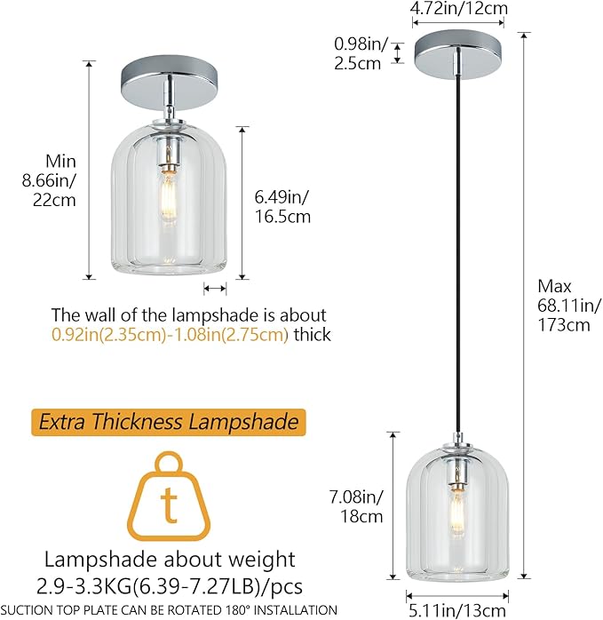 Modern Chrome Pendant Lights Kitchen Island Ceiling Chandelier Indoor Crystal Hanging Light Fixtures for Dining Room Kitchen Living Room Bedroom（3Pack）
