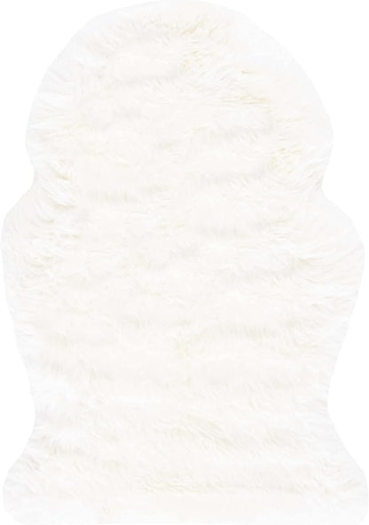 SAFAVIEH Sheep Skin Collection Accent Rug - 2' x 5', Natural & White, Handmade Rustic Glam Genuine Pelt, 3.4-inch Thick Ideal for High Traffic Areas in Entryway, Living Room, Bedroom (SHS211A)
