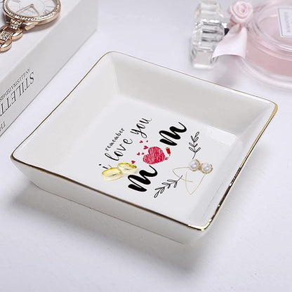 Gifts for Mom from Daughter Birthday Gift for Women Mothers Day Gifts Fun Presents Moms Grandma Sister in Law Best Jewelry Dish Unique Trinket Tray Ring Holder, Remember I Love You Mom