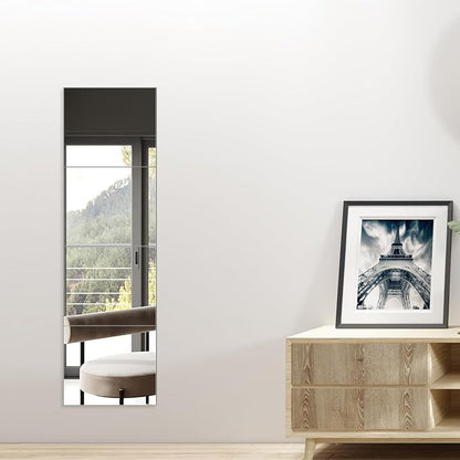 Ruomeng Full Length Wall Mirror Tiles - 12" x 10" x 4Pcs Frameless Full Body Mirror Tiles Wall Mounted Mirror for Home Gym Vanity Bedroom, Living Room