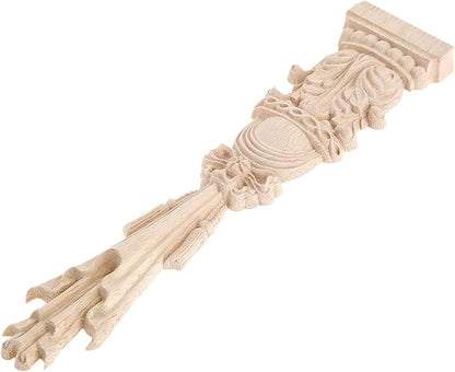 MUXSAM Wood Carved Appliques Onlays, 1-Pack Unpainted Carving Decals Mouldings Trim for Window Door Frame Rome Column Wall Mantel Dresser Fire Stove Surround Decor, 30x7cm/11.81"x2.76"