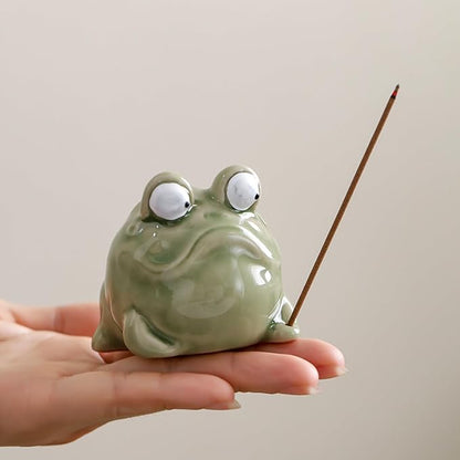 Frog Incense Burner, Incense Holder for Sticks, Ceramic Incense Stick Holder
