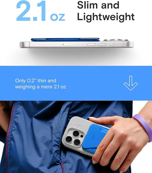 MOFT Magnetic Wallet Stand Compatible with iPhone 17/16/15/14/13/12 Series, Angle Adjustment & Magsafe Compatible MOVAS Phone Stand,Sapphire