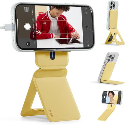 MOFT Phone Tripod Stand Selfie Stick for iPhone, Multi-Angles iPhone Stand, Lightweight & Portable Phone Holder, Strong Magnets, MOVAS Vegan Leather, Travel Essentials, Panna Cotta (Without Card Slot)
