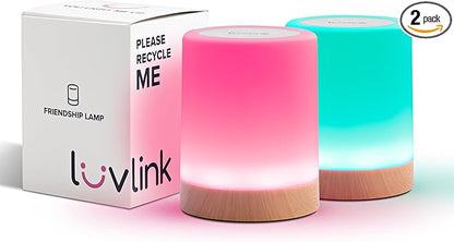 LuvLink Friendship Lamp v2.0 - Long Distance WiFi Touch Lamps for Couples, Friends & Family | Stay Connected from Anywhere – Easy App Setup – No Subscription (Set of Two)