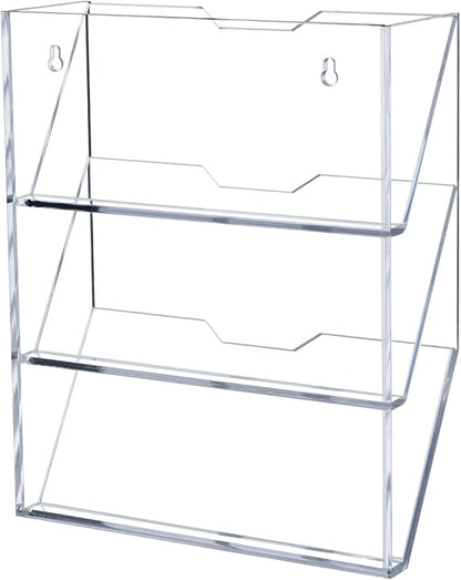 MyGift 3 Tier Mail Sorter, Premium Clear Acrylic Wall Mounted Letter Holder, Home Entryway or Office Document Organizer Rack
