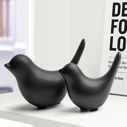Notakia Small Birds Statues Home Decor Modern Style Decorative Ornaments for Living Room Decor, Bedroom, Office Desktop, Cabinets (Black 2Pcs Birds)