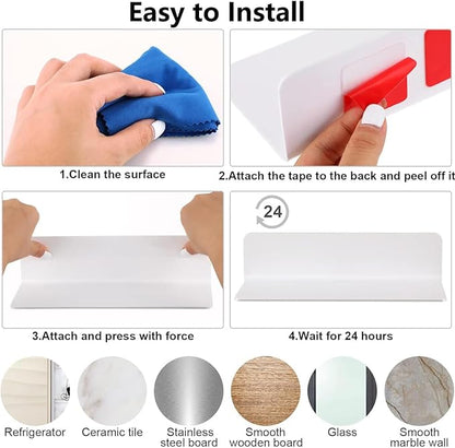 Bringsine Set of 2 Acrylic Floating Wall Shelves Hanging Shelves, Adhesive Wall Display Shelf Stand for Plant Pot, Speaker, Security Camera, Figures in Office and Home, 8 x 6 Inch