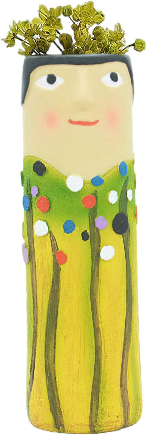 Spring Bud Vases, Bohemian Family Face Vase Boho Cute Home Decor, Character Vase Flower Plant Holder Bathroom Shelf Decor for House Decor Living Room Wedding Centerpieces (D)