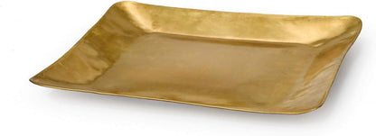 Serene Spaces Living Antique Square Raw Brass Tray, Hammered Decorative Metal Tray Use as Holder for Accessories, Candles, Jewelry, Centerpiece for Kitchen or Dining Table, 12.5" Square & 1" Tall