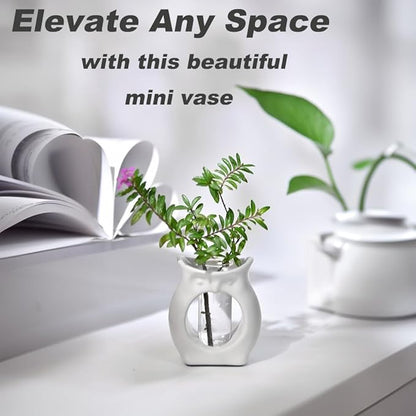 ORGJ Owl Propagation Vase for Plants - Handcrafted Ceramic with Removable Glass Tube, 2-in-1 Hydroponic Planter & Aroma Diffuser, Plant Terrarium Decor Gifts for Plant Lovers Office Desk