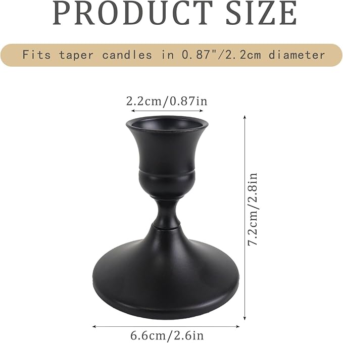 Vintage Black Taper Candle Holders Set of 4, Metal Candlestick Holders Elegant Handcrafted Décor for Weddings, Dining & Meditation,Table Centerpiece, Party, Christmas Decoration or Home Decor
