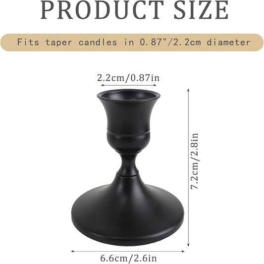 Vintage Black Taper Candle Holders Set of 2, Metal Candlestick Holders Elegant Handcrafted Décor for Weddings, Dining & Meditation,Table Centerpiece, Party, Christmas Decoration or Home Decor