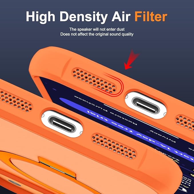Compatible with iPhone 17 Pro Max Case with Invisible Magnetic O-Ring Stand Military-Grade Translucent Case for iPhone 17 ProMax 6.9" [Compatible with Mag-Safe][Great Grip Feeling],Orange