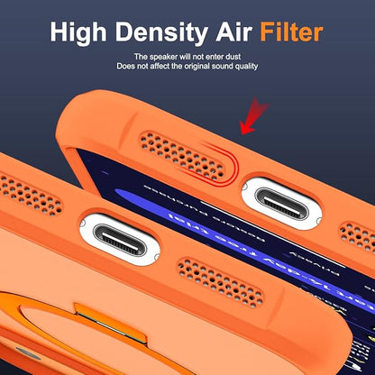 Compatible with iPhone 17 Pro Max Case with Invisible Magnetic O-Ring Stand Military-Grade Translucent Case for iPhone 17 ProMax 6.9" [Compatible with Mag-Safe][Great Grip Feeling],Orange