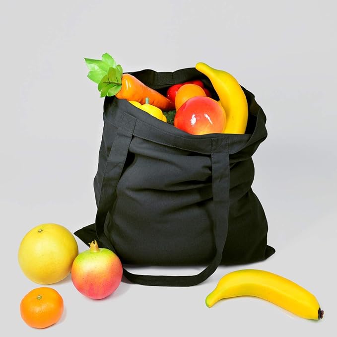 NPBAG 15 Pack 15'' X 16'' Black Cotton Tote Bags, Lightweight Blank Bulk Cloth bags with 1pc of PTFE Teflon Sheet