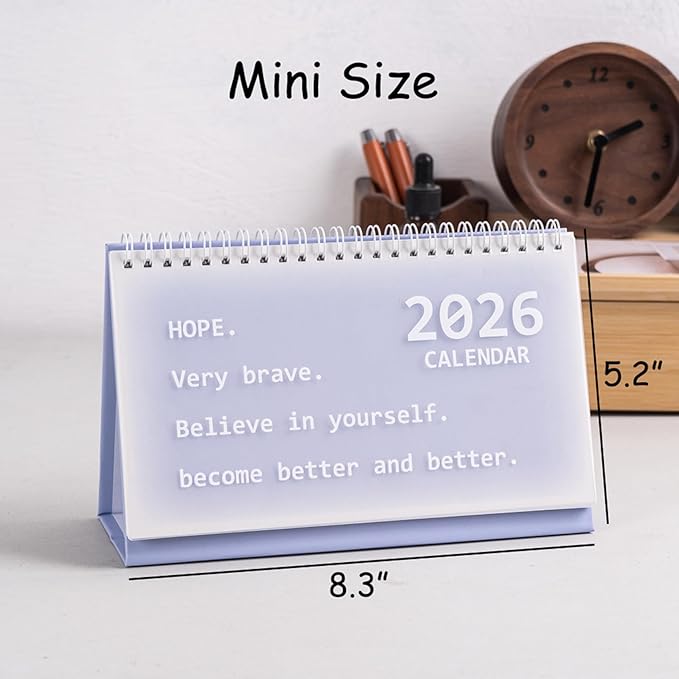 2026 Mini Desk Calendar Monthly Standing Desktop Calendar 8.3" x 5.2" - Purple (Oct. 2025 to Dec. 2026)