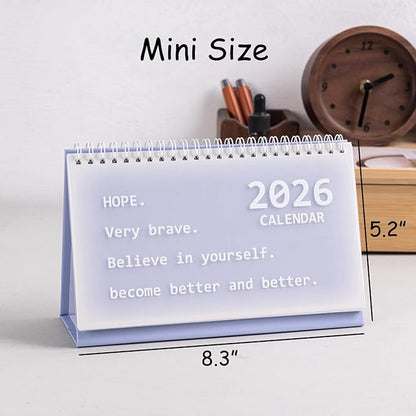 2026 Mini Desk Calendar Monthly Standing Desktop Calendar 8.3" x 5.2" - Purple (Oct. 2025 to Dec. 2026)