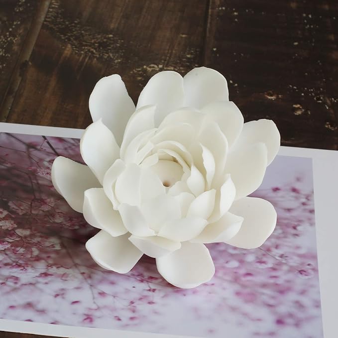 Ceramic Lotus Incense Burner,Flower Insence-Stick Holder with Ash Catcher Incent Holder for Sticks Cones Yoga Studio Living Room Home Decor