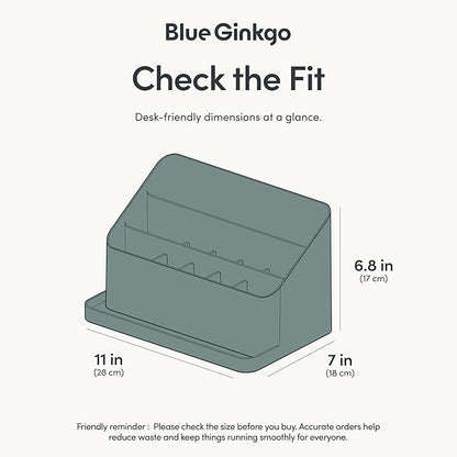 BLUE GINKGO Desk Organizer – Korean-Made Office Storage for Pens, Notes, Mail, and Supplies (Green)
