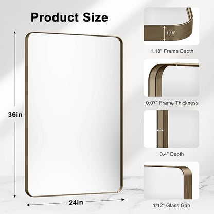 Bathroom Mirrors for Over Sink,2Pcs 24x36Inch Vanity Mirrors for Wall,Bronze Metal Frame Rectangle Mirrors for Bathroom, Farmhouse,Restroom,Hangs Horizontally or Vertically