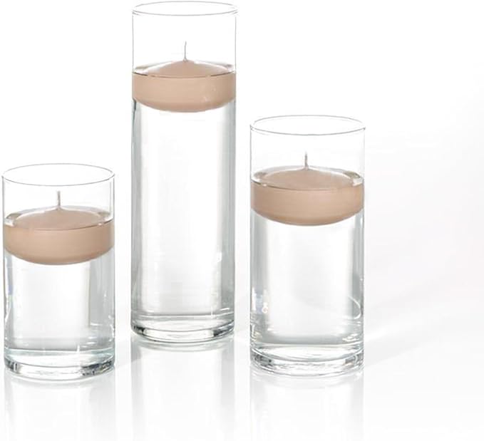 yummi Set of 18 Floating Candles and Cylinder Vases - Sandstone