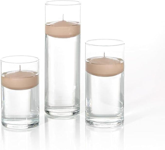 yummi Set of 18 Floating Candles and Cylinder Vases - Sandstone
