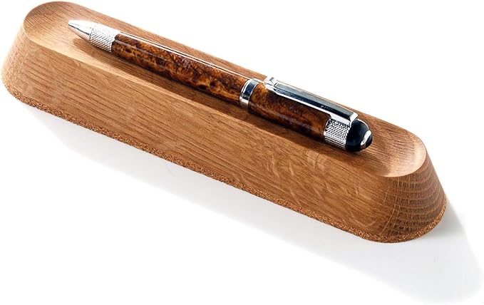 Wood Pen Tray – Handmade Walnut Desk Organizer, Minimalist Pen Holder for Office, Home, Gift(MODEL-2-OAK)