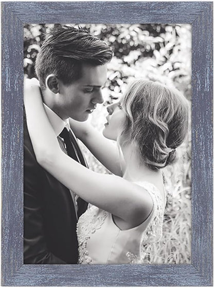 8x11 Picture Frame Blue, Rustic Natural 11x8in Photo/Portrait/Poster/Art Frame, Wall Hanging/Tabletop, Horizontal/Vertical Display Gallery Family Wedding Memorial Pic Frame Gift