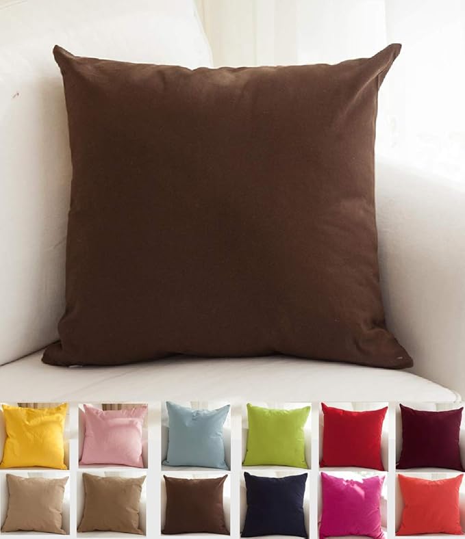TangDepot Handmade Decorative Solid 100% Cotton Canvas Throw Pillow Covers/Pillow Shams, (12"x18", Deep Coffee)