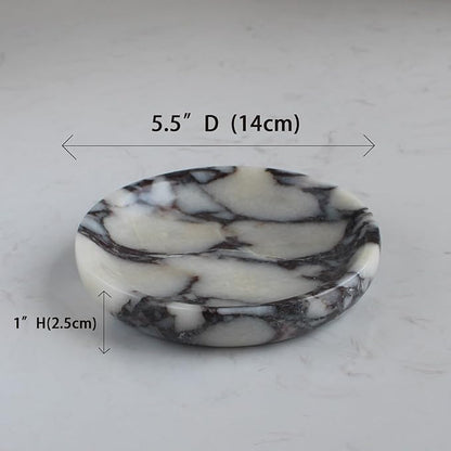 Natural Travertine Marble Jewelry Dish 5.5", Trinket Dish for Ring Earring, Gift for Woman Daugther(Calacatta Viola)