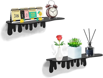 SetGame 2-Pack Acrylic Small Wall Shelves - 12 Inch Floating Shelf for Walls, Home Wall Display Ledges for Storage, Room Décor, Small Album & Items Organizer Display