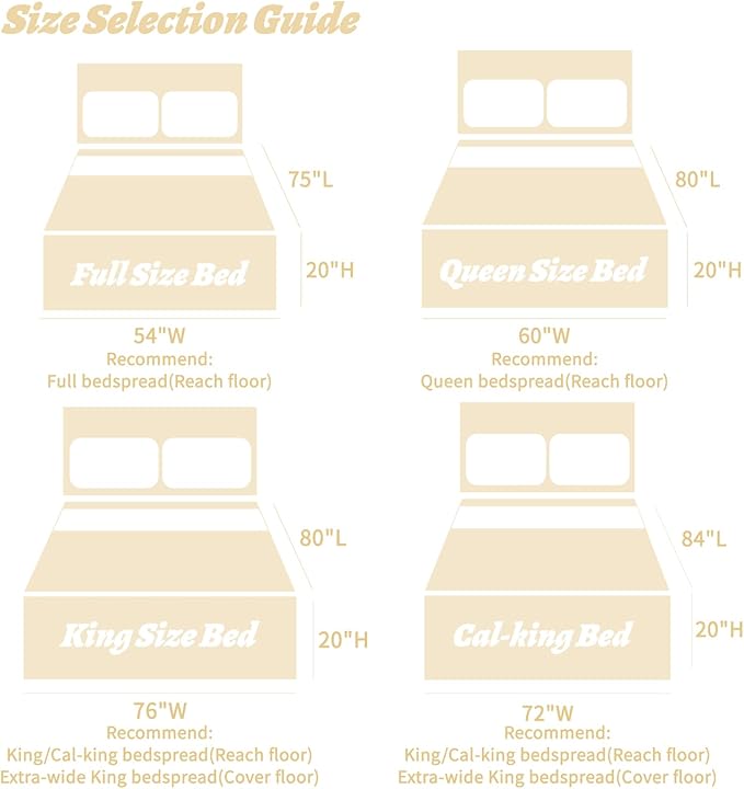 HZ & HY Oversized King Bedspread 138x122 Extra Wide, Quilted Coverlet Bedding Set, Lightweight Thin Comforter, Reversible, Luxurious, 5 Piece, 100% Microfiber, California/Alaskan King, Ivory Yellow