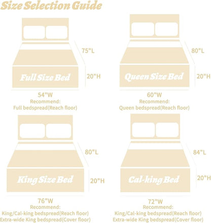 HZ & HY Oversized King Bedspread 138x122 Extra Wide, Quilted Coverlet Bedding Set, Lightweight Thin Comforter, Reversible, Luxurious, 5 Piece, 100% Microfiber, California/Alaskan King, Ivory Yellow