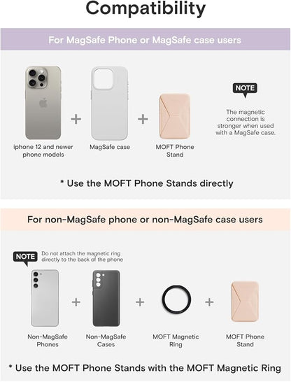 MOFT Magnetic Wallet Stand Compatible with iPhone 17/16/15/14/13/12 Series, Angle Adjustment & Magsafe Compatible MOVAS Phone Stand,Peach Pink