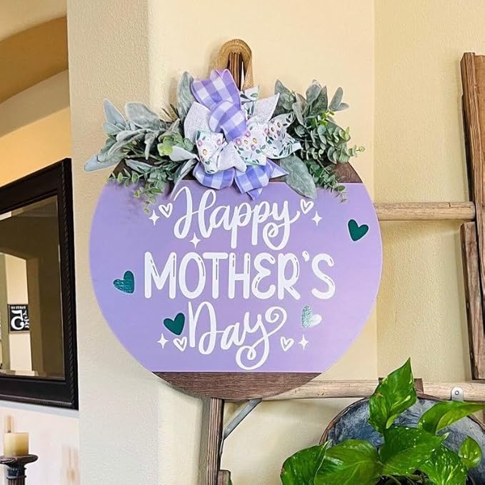 Happy Mother Day Front Door Sign, Personalized Welcome Wreath Hanger, Charming Entry Decoration For Spring, Wall Accent, Thoughtful Gift For Mom During Holiday Celebrations Doorsign_281125_SR6_6