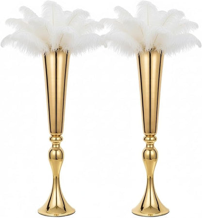 Set of 2 Metal Trumpet Vases for Table Centerpieces, Anniversary Celebration Wedding Party Dinner Table Centerpieces, Wedding Decorations, 21.9"/55.5cm Gold Vases