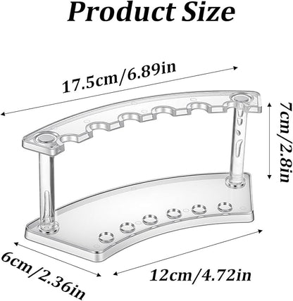2 Pcs Pen Display Stand, Plastic 6-Slot Pen holder, Pens Stand for Makeup Brush Organizer, Display Rack for Craft Shows, Home Office and Store Use (Clear, Black)